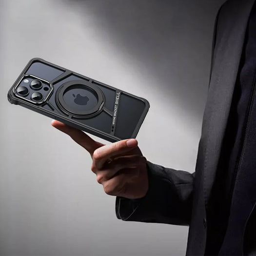 Metal Zig Pattern Stand Case For iPhone 16 Pro Max