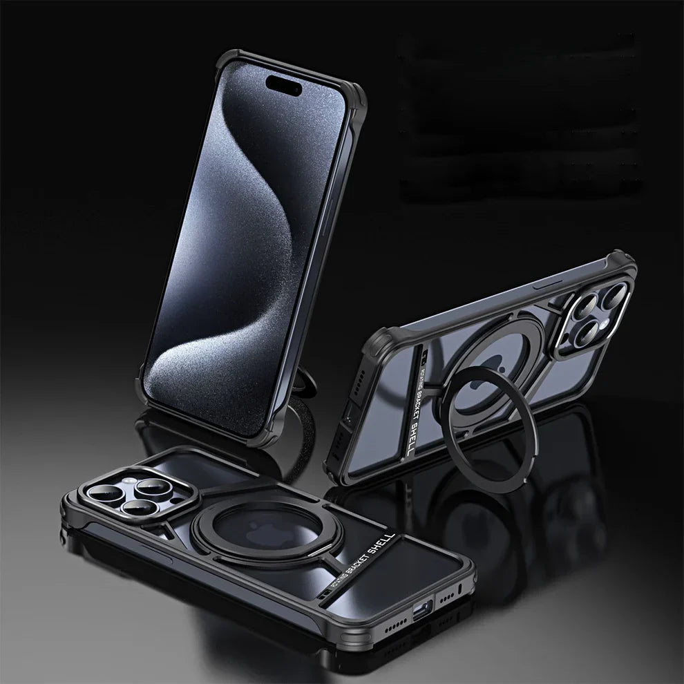 Metal Zig Pattern Stand Case For iPhone 16 Pro