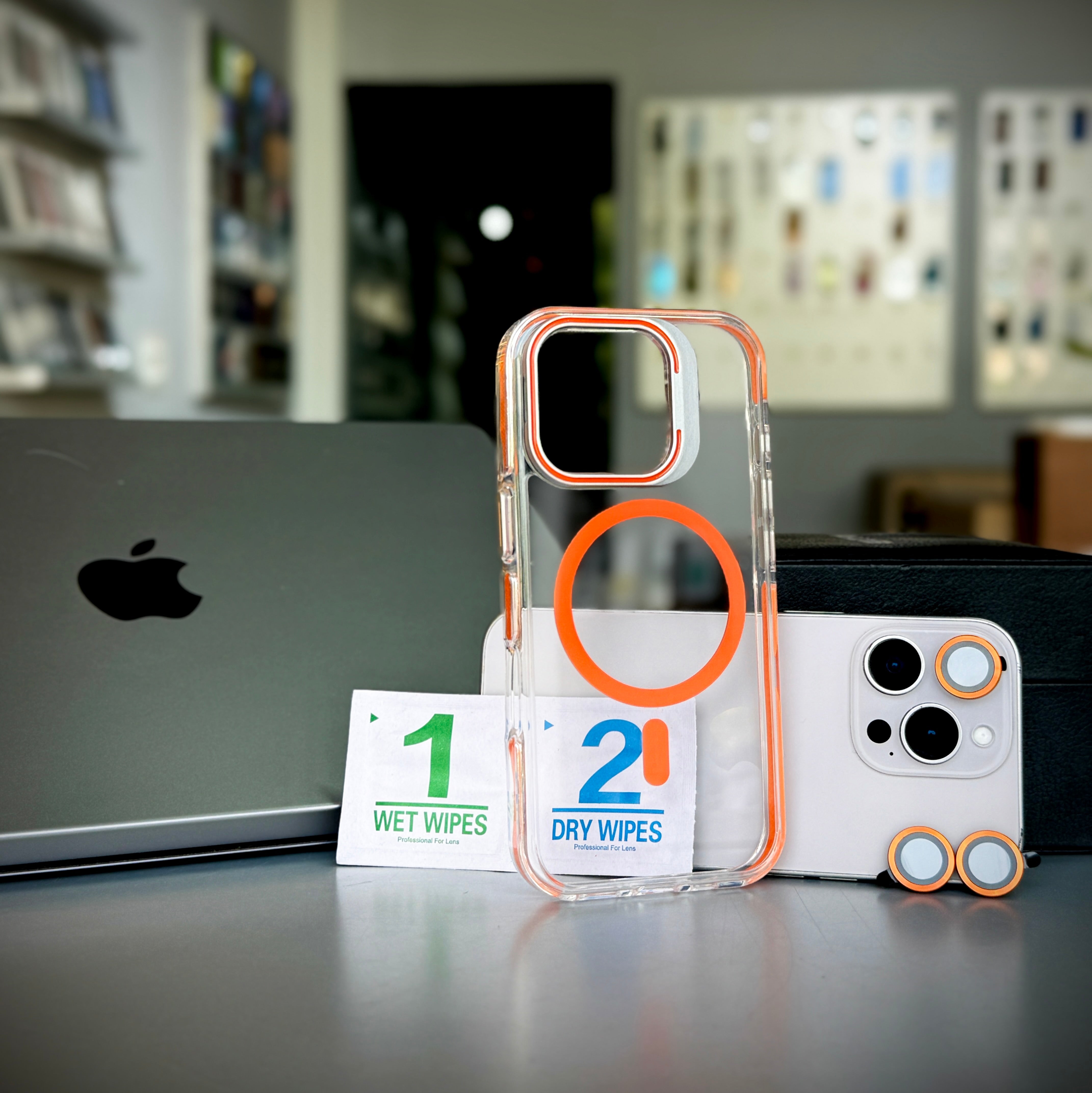 Camera Metal Stand Clear Magsafe Case For iPhone