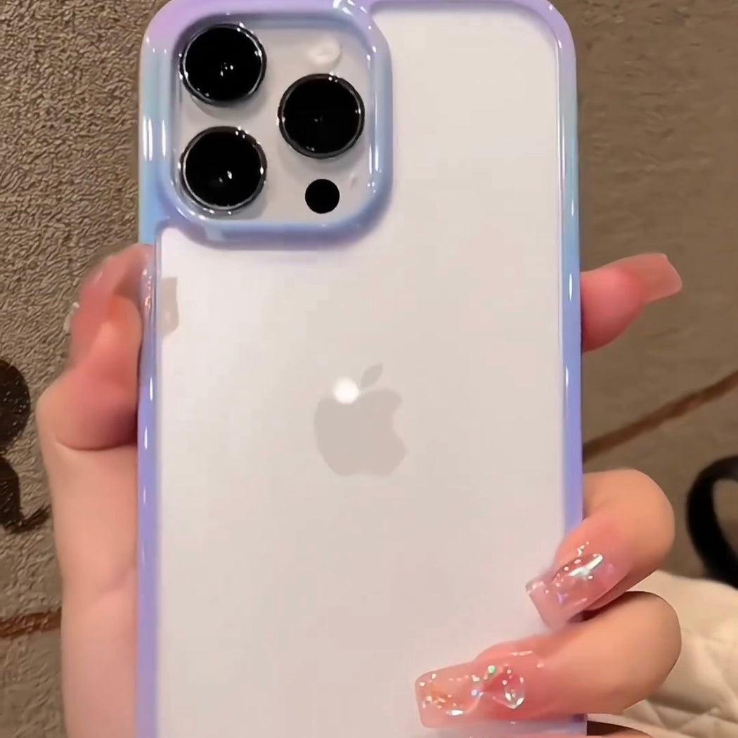 Transparent Heavy Duty Shining Gradient Back Case Cover for iPhone