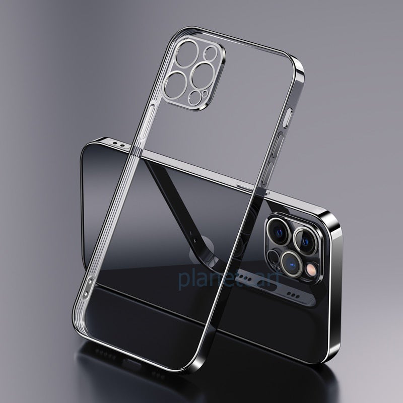 Luxury Square Silicon Electroplated Clear Case With Camera Protection For iPhone 11 Pro - planetcartonline