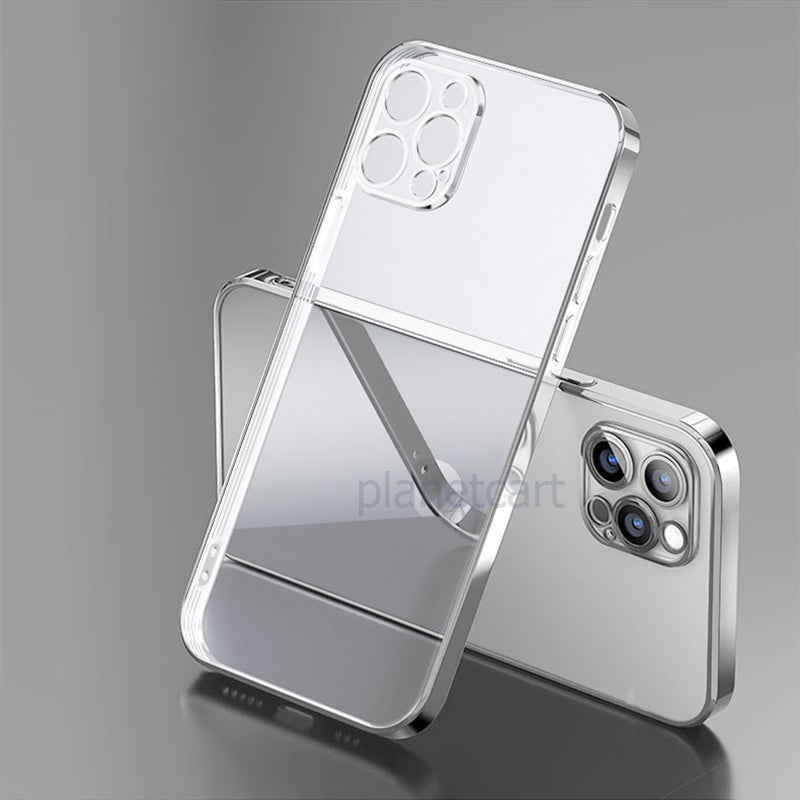 Luxury Square Silicon Electroplated Clear Case With Camera Protection For iPhone 11 Pro - planetcartonline