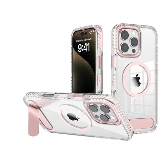 Metal Stand Clear Magsafe Case For iPhone