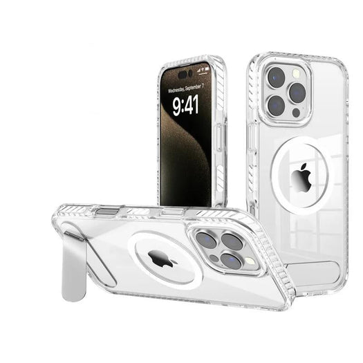Metal Stand Clear Magsafe Case For iPhone