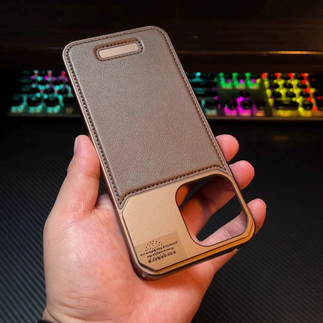 Premium Metallic Leather Case For iPhone 15 Series