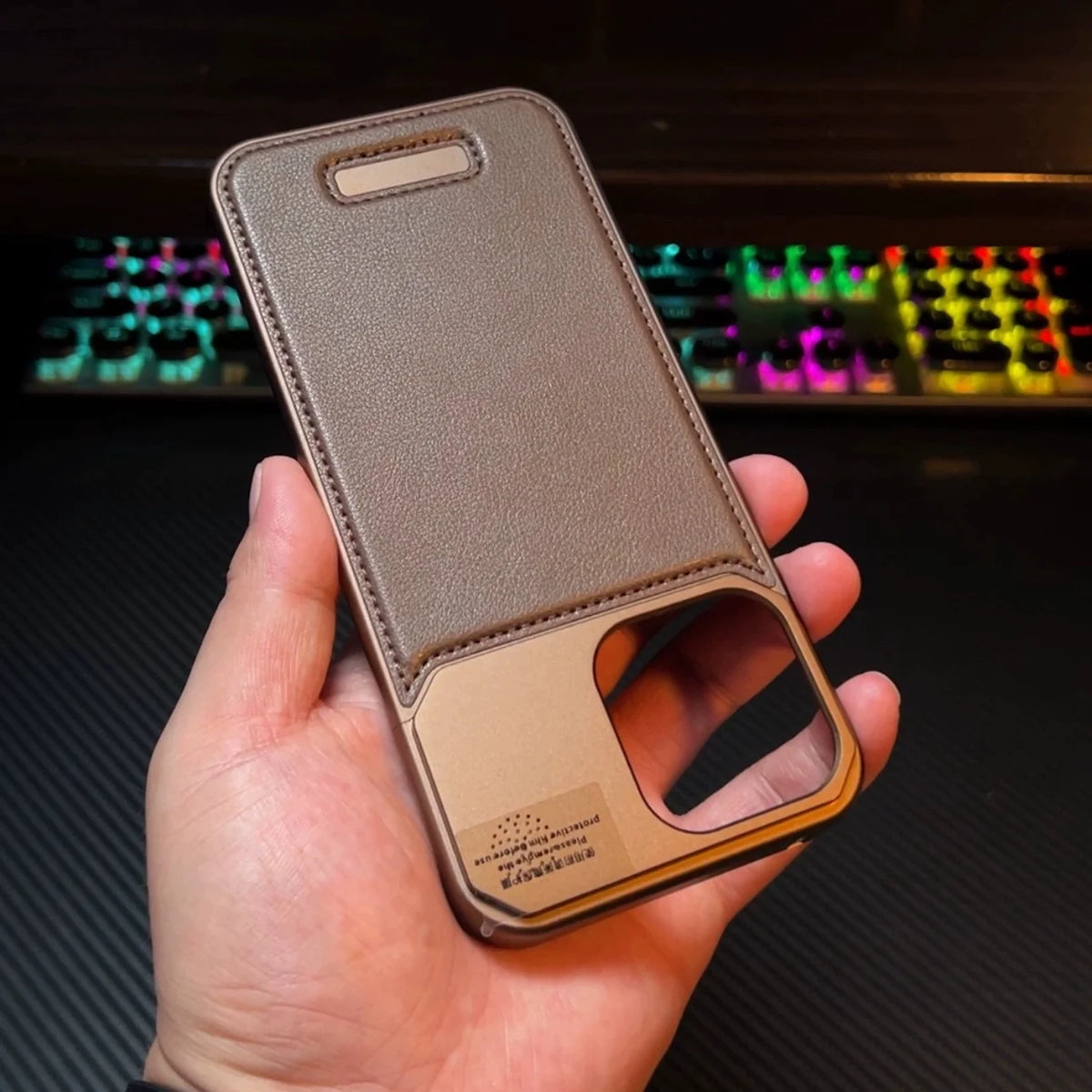 Premium Metallic Leather Case For iPhone 16 Pro