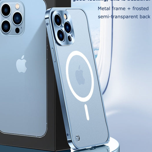 Premium Clear MagSafe Armor Metal Lens Bumper Back Case for iPhone 14