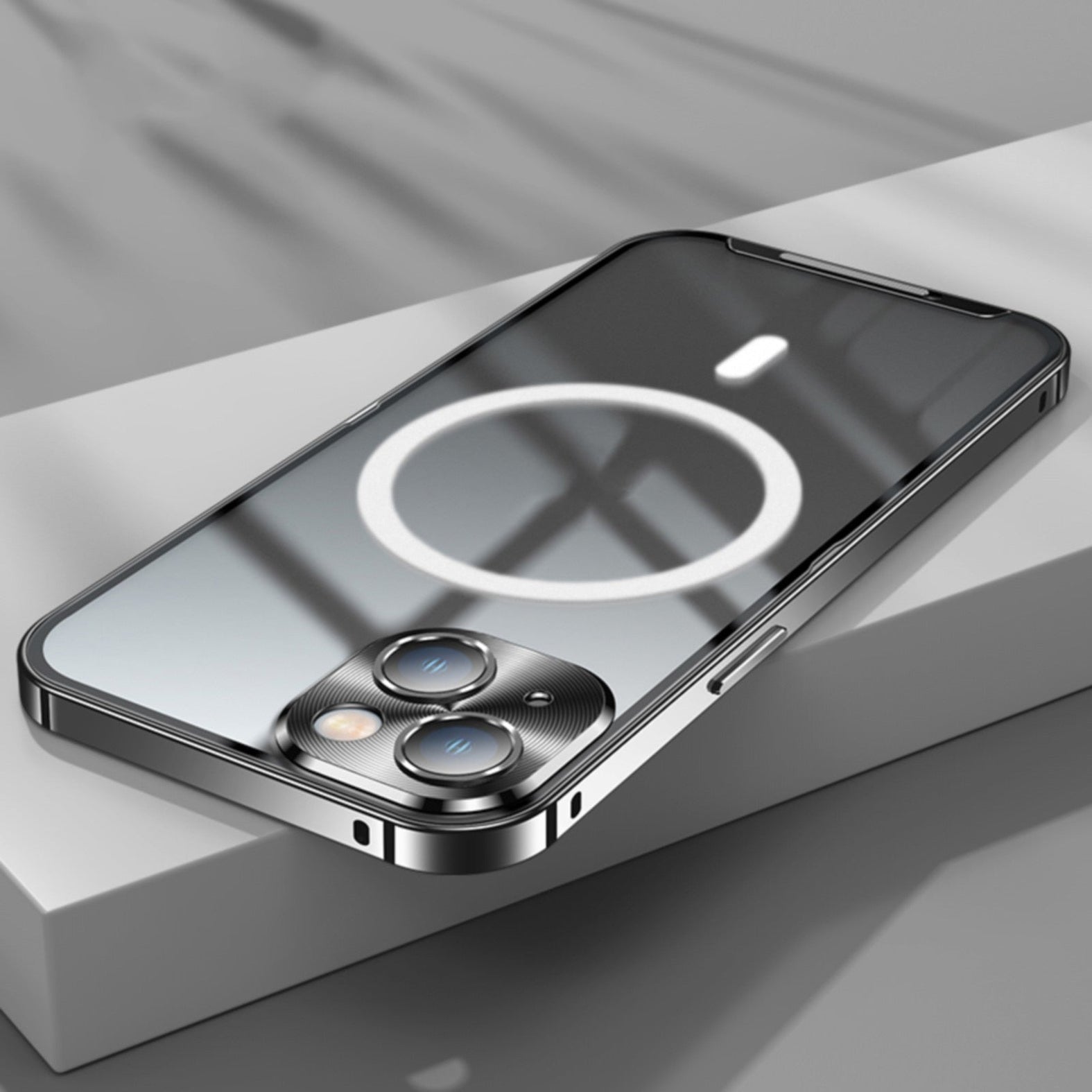 Premium Clear MagSafe Armor Metal Lens Bumper Back Case for iPhone 14
