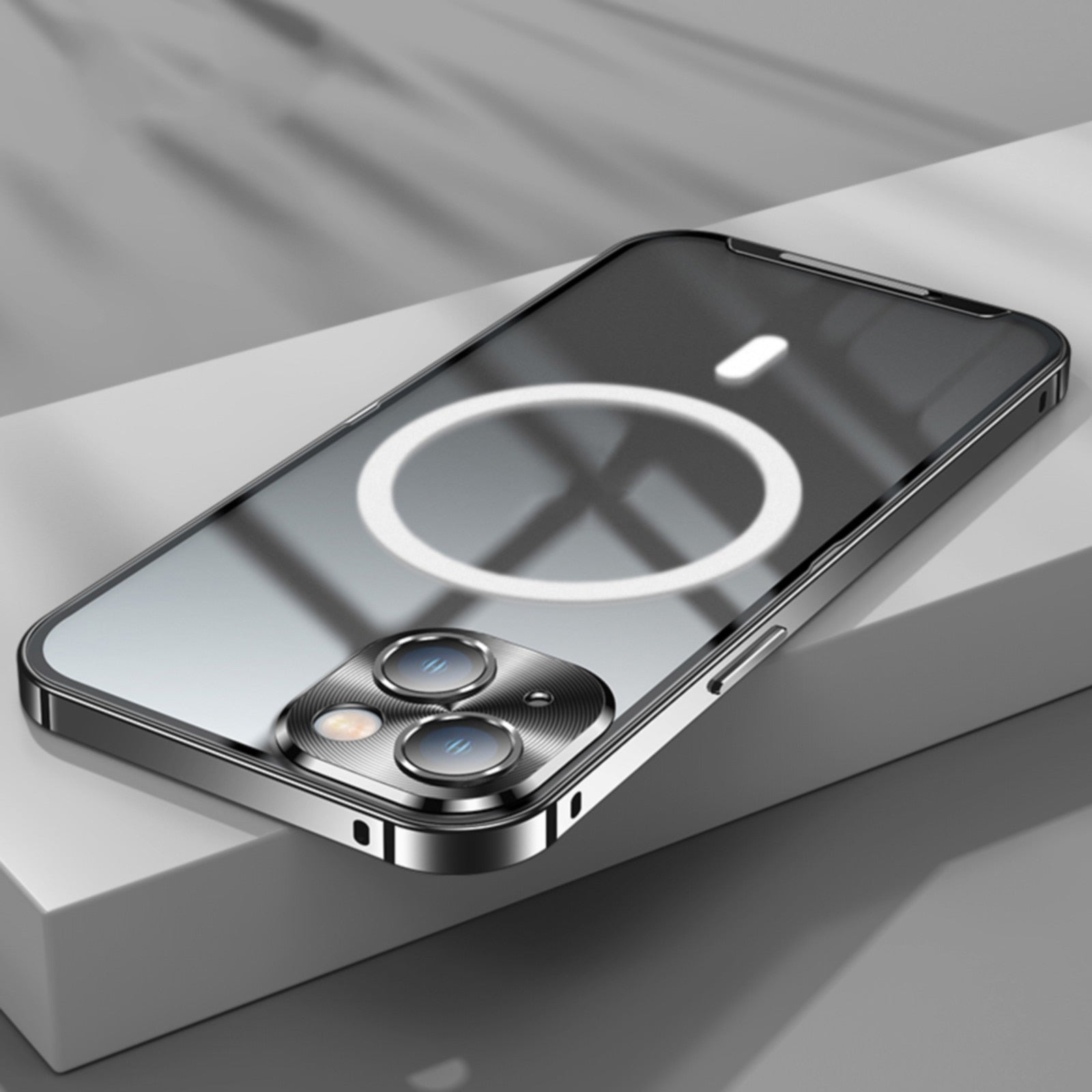 Premium Clear MagSafe Armor Metal Lens Bumper Back Case for iPhone 14 Pro Max