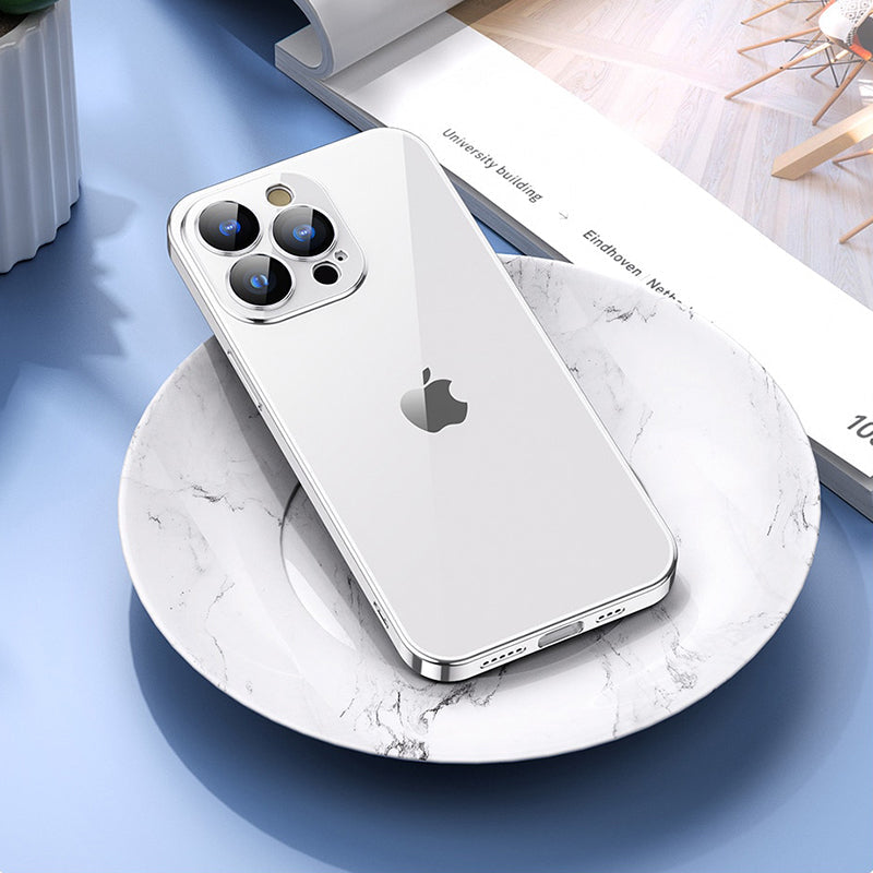 Luxury Square Silicon Clear Back Case With Camera Protection For iPhone Series - Premium Cases