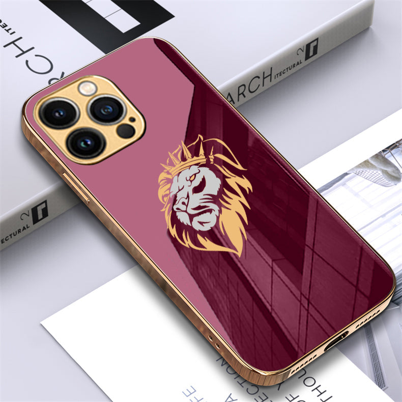 Luxury Premium Dual Shade Lion Back Case With Golden Edges For iPhone 14 Pro Max