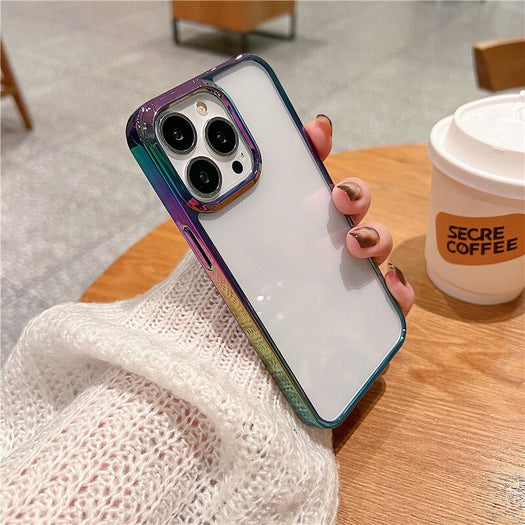 Transparent Heavy Duty Shining Gradient Back Case Cover for iPhone