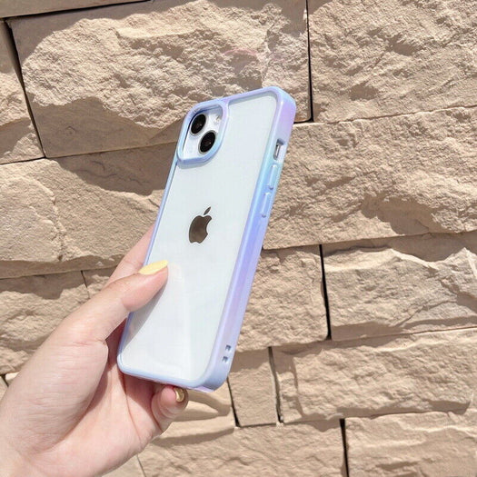 Transparent Heavy Duty Shining Gradient Back Case Cover for iPhone