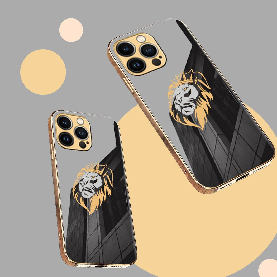 Luxury Premium Dual Shade Lion Back Case With Golden Edges For iPhone 13 Series
