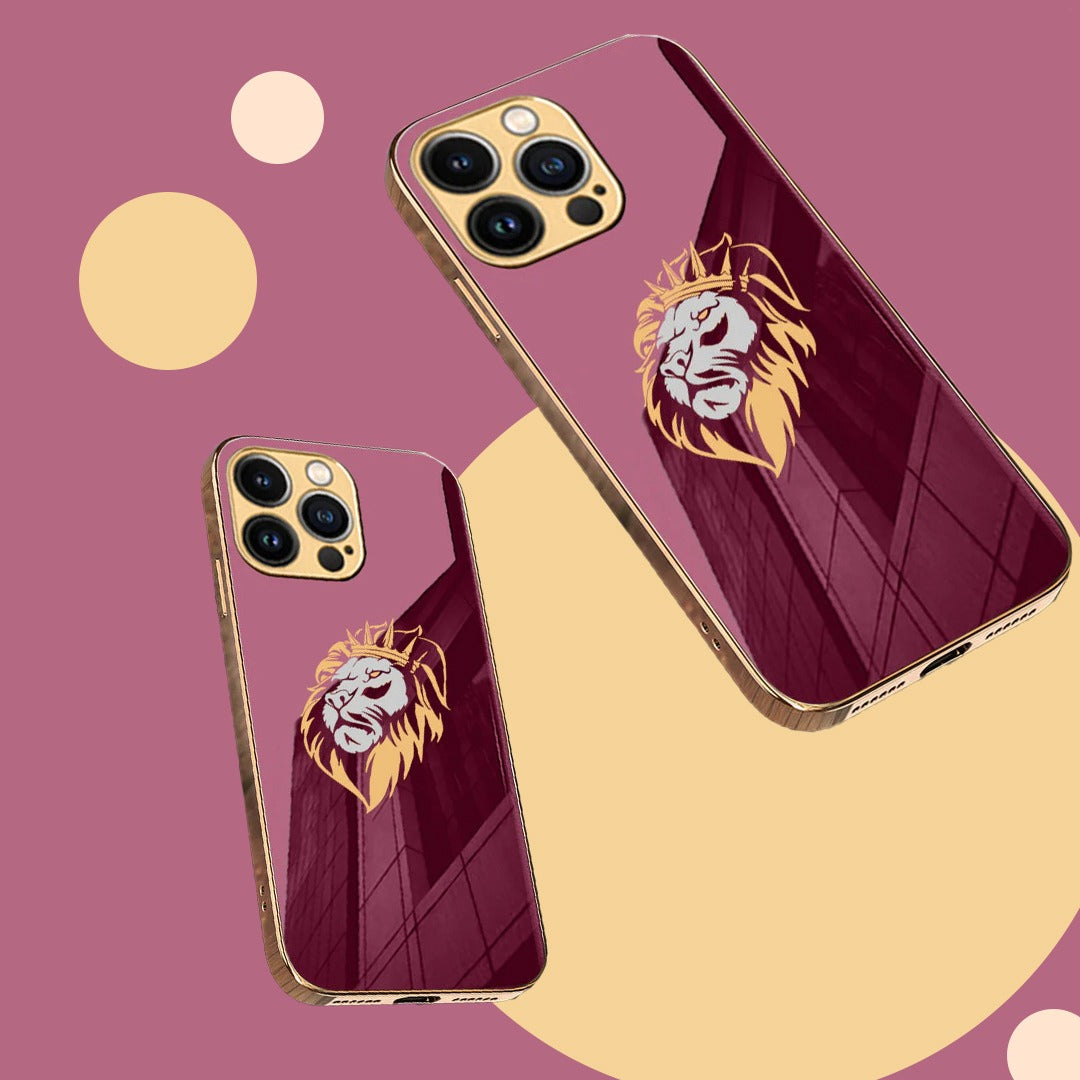 Luxury Premium Dual Shade Lion Back Case With Golden Edges For iPhone 13 Series