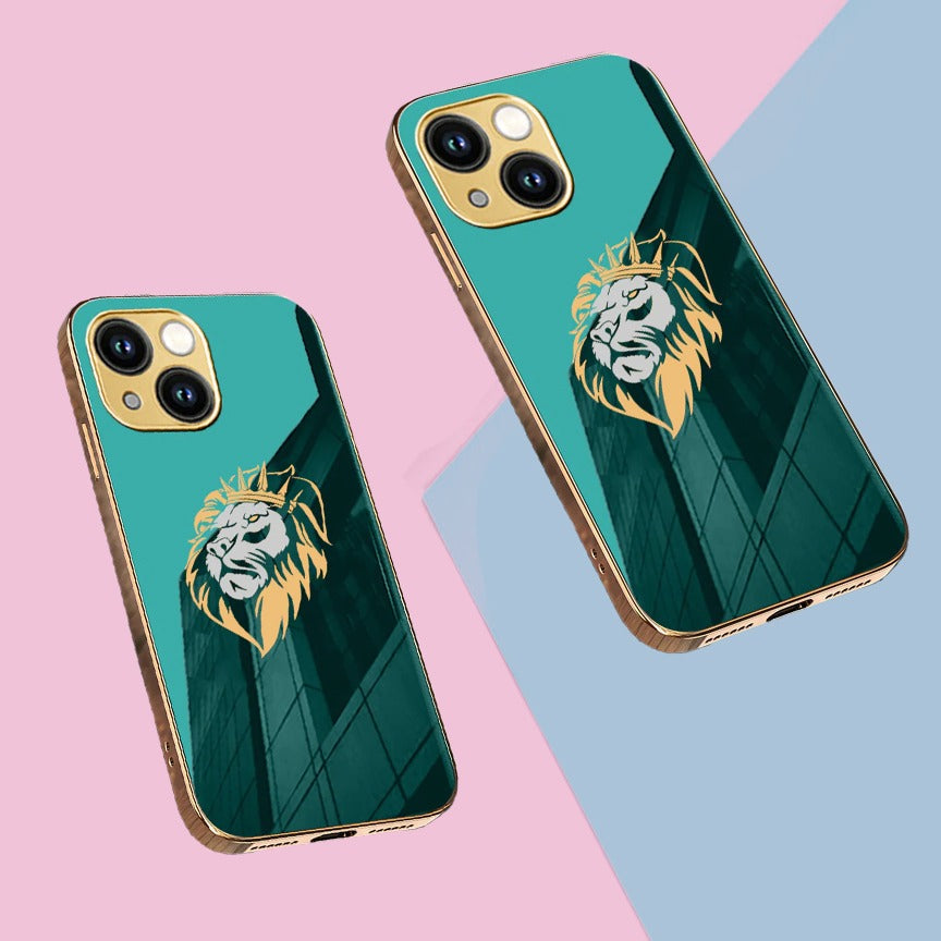 Luxury Premium Dual Shade Lion Back Case With Golden Edges For iPhone 13 Series