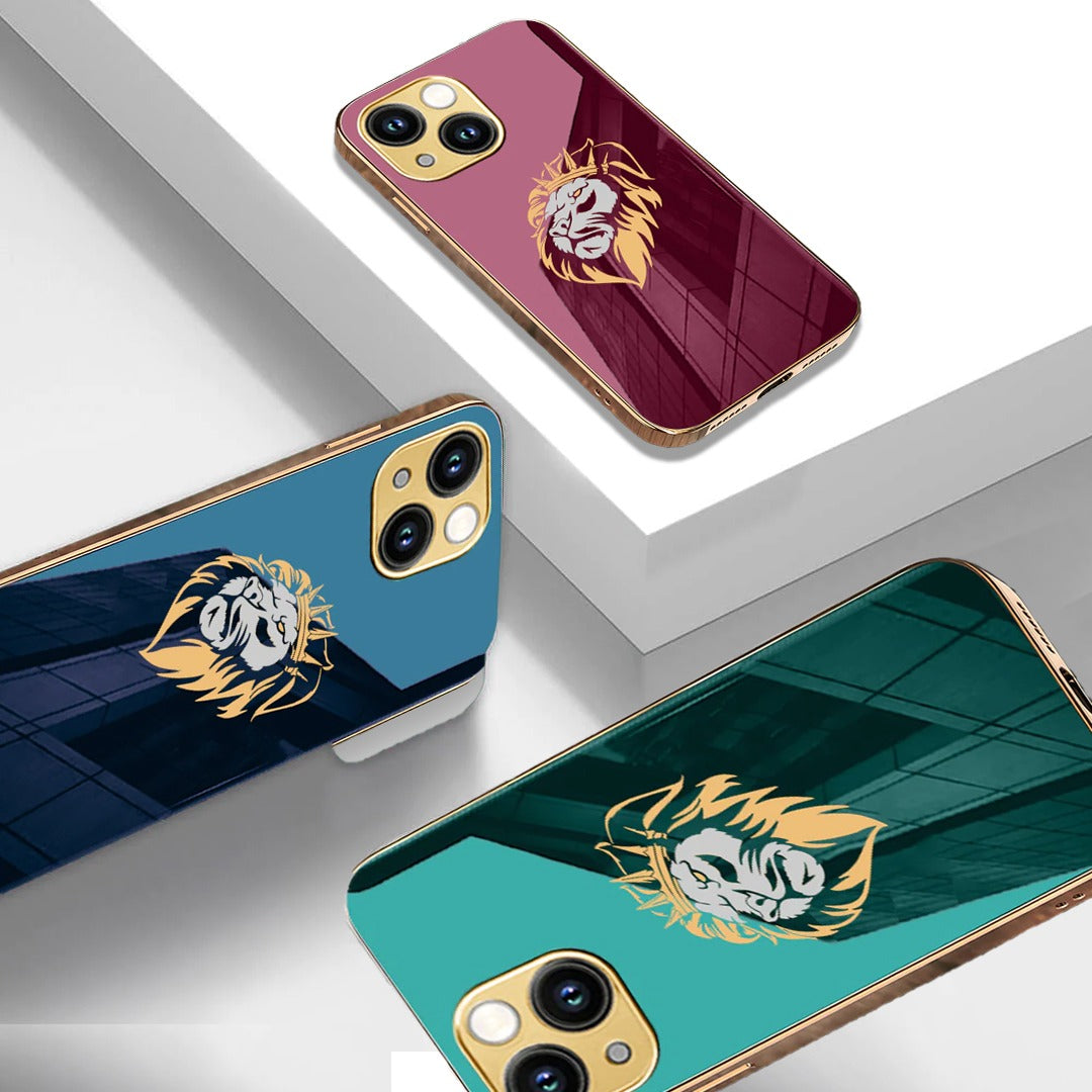 Luxury Premium Dual Shade Lion Back Case With Golden Edges For iPhone 13 Series