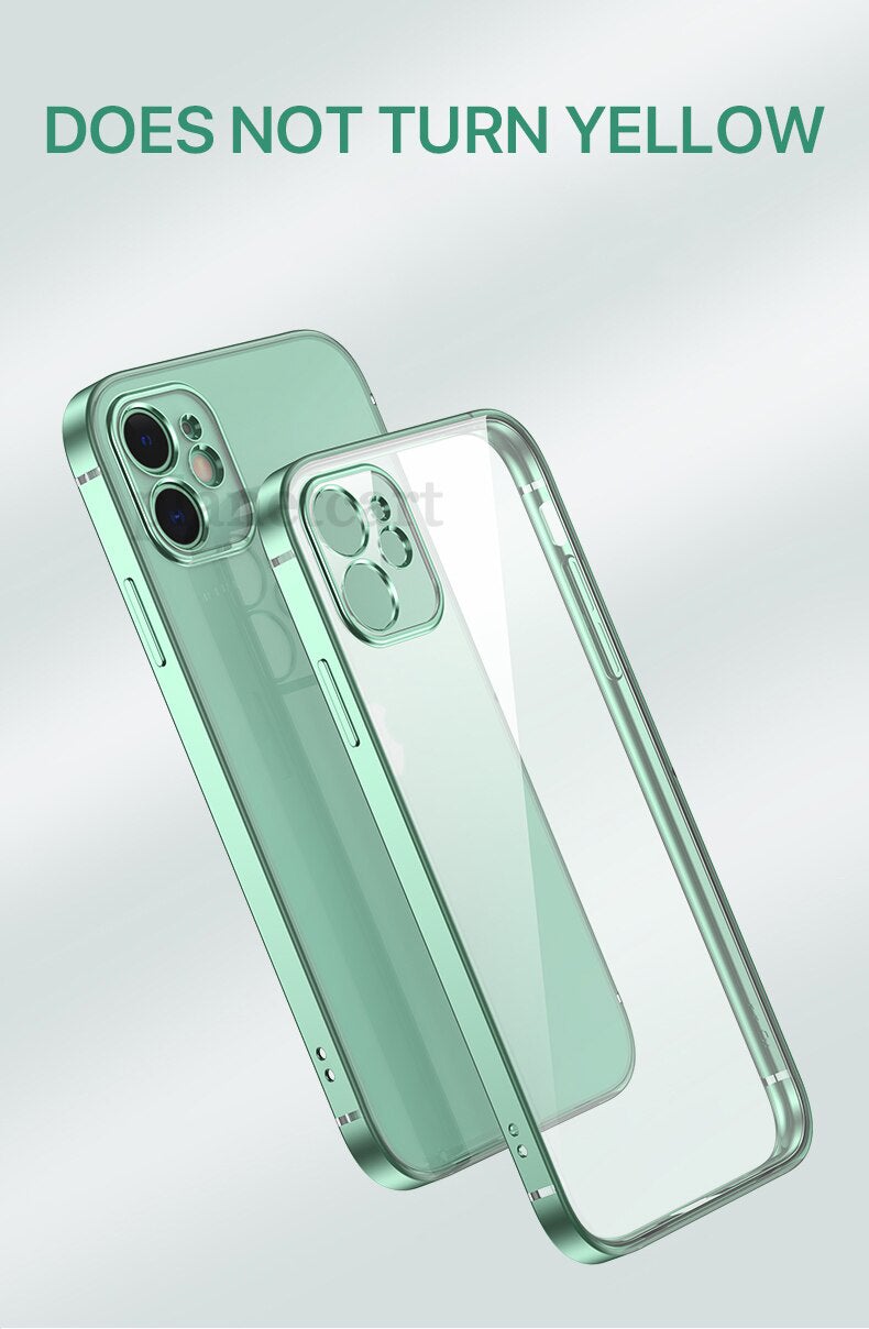 Luxury Square Clear Silicon Case With Camera Protection For iPhone 11