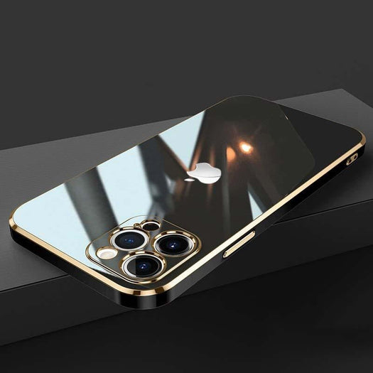 New Luxurious Glass Back Case With Golden Edges For iPhone 12 Pro Max - planetcartonline