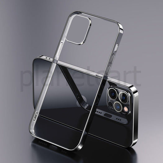 Premium Glossy Look Square Silicon Clear Case For iPhone 13 Pro - planetcartonline