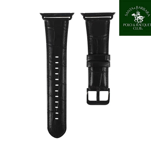 iWatch Carl Series Genuine Santa Barbara Leather Strap - Black
