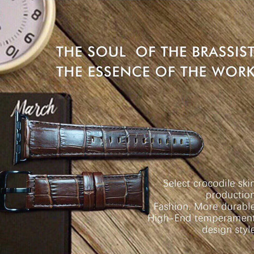 iWatch Carl Series Genuine Santa Barbara Leather Strap - Brown