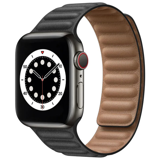 iWatch Milt Series Genuine Santa Barbara Microfiber Leather Magnet Strap - Black/Brown