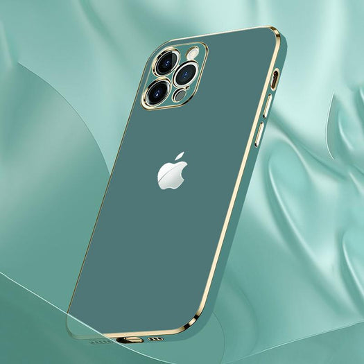 New Luxurious Glass Back Case With Golden Edges For iPhone 12 Pro - planetcartonline