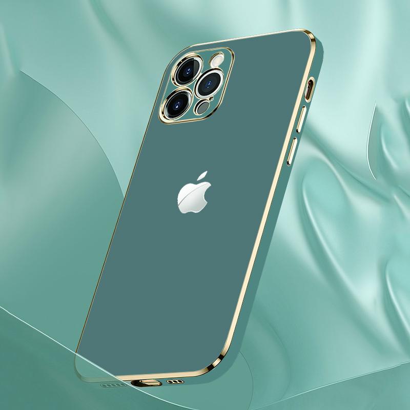 New Luxurious Glass Back Case With Golden Edges For iPhone 12 Pro - planetcartonline