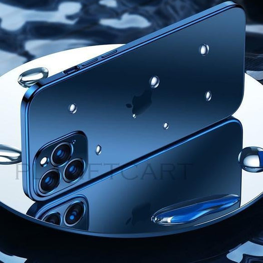 Luxury Square Frame Matte Plating Clear Phone Case For iPhone 12