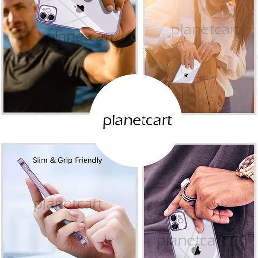 Luxury Square Silicon Clear Case With Camera Protection For iPhone 11