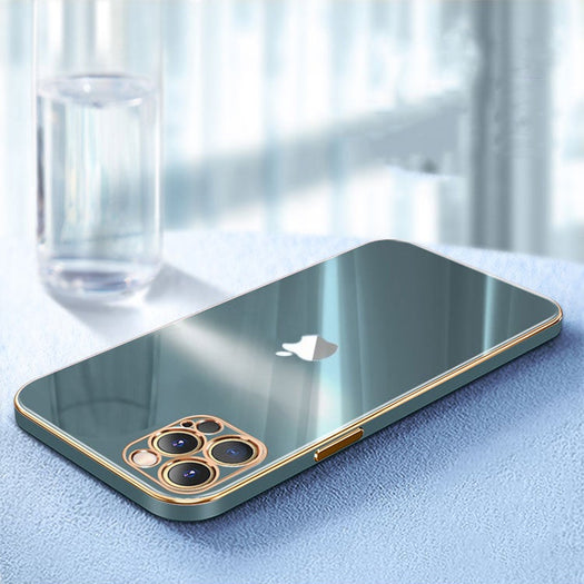 The Luxurious Glass Back Case With Golden Edges For iPhone 12 Pro Max