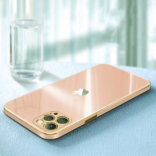 The Luxurious Glass Back Case With Golden Edges For iPhone 12 Pro