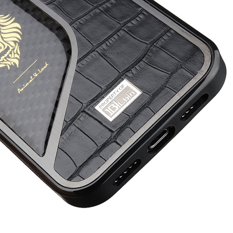 Belbin Genuine Leather Carbon Fiber Case For iPhone 13 Pro Max