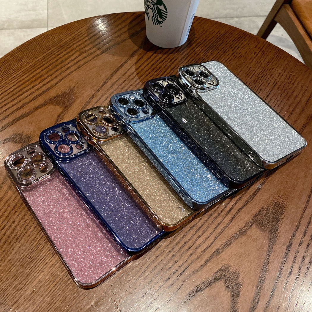 Luxury Glitter Transparent Square Bumper Back Case for iPhone 14 Pro