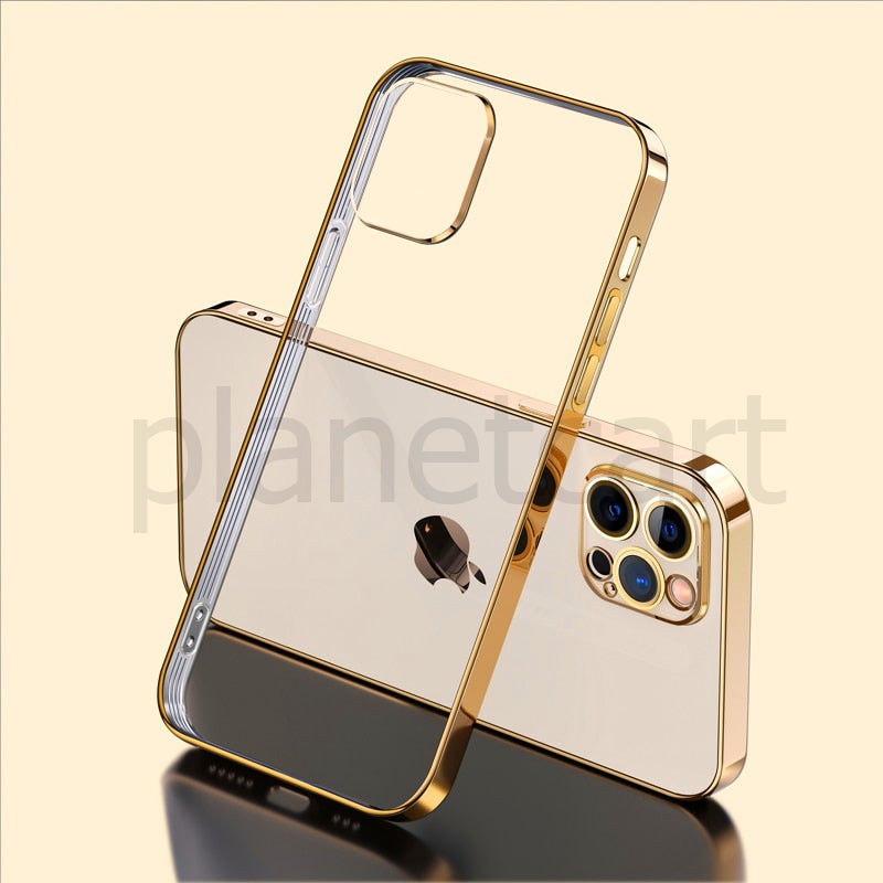 Premium Glossy Look Square Silicon Clear Case For iPhone 13 Pro - planetcartonline