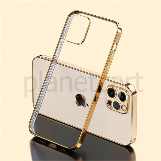 Premium Glossy Look Square Silicon Clear Case For iPhone 13 - planetcartonline