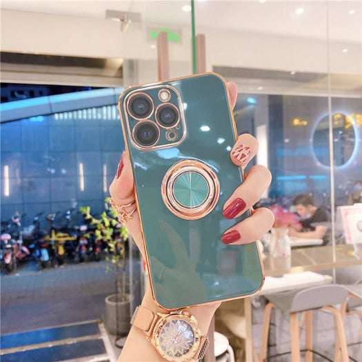 Luxurious Electroplating Ring Holder Soft Silicone Back Case  For iPhone 13 Pro