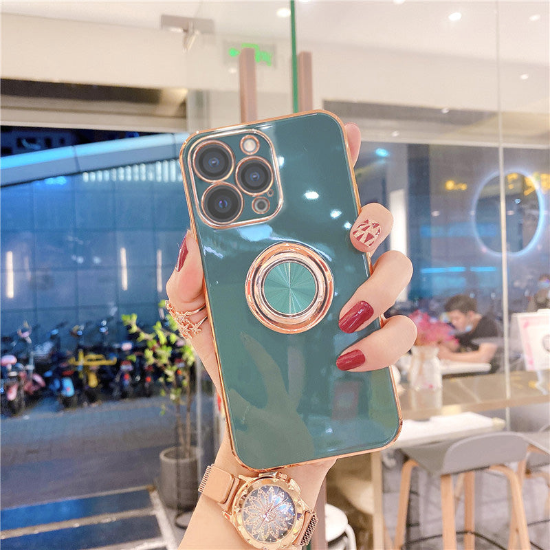 Luxurious Electroplating Ring Holder Soft Silicone Back Case  For iPhone 13 Pro Max