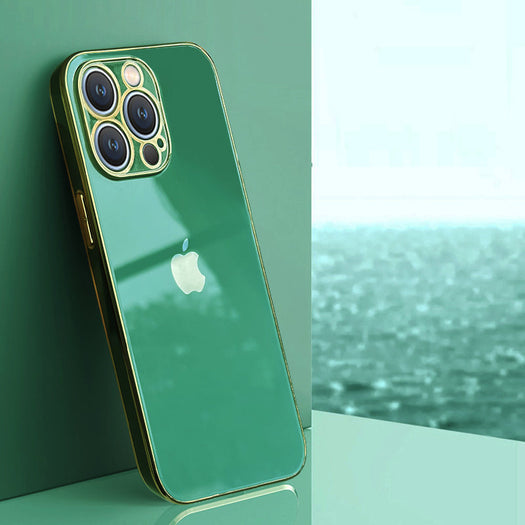 Electroplated Golden Edges Glossy Glass Back Case For iPhone 11 pro - Premium Cases