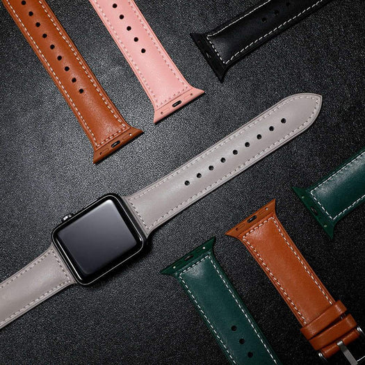 iWatch Relica-1 Series Genuine Santa Barbara Leather Strap - Grey