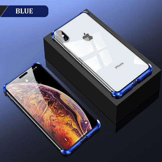Frameless Double Sided Tempered Glass Magnetic Case  iPhone X (Front + Back) - Planetcart