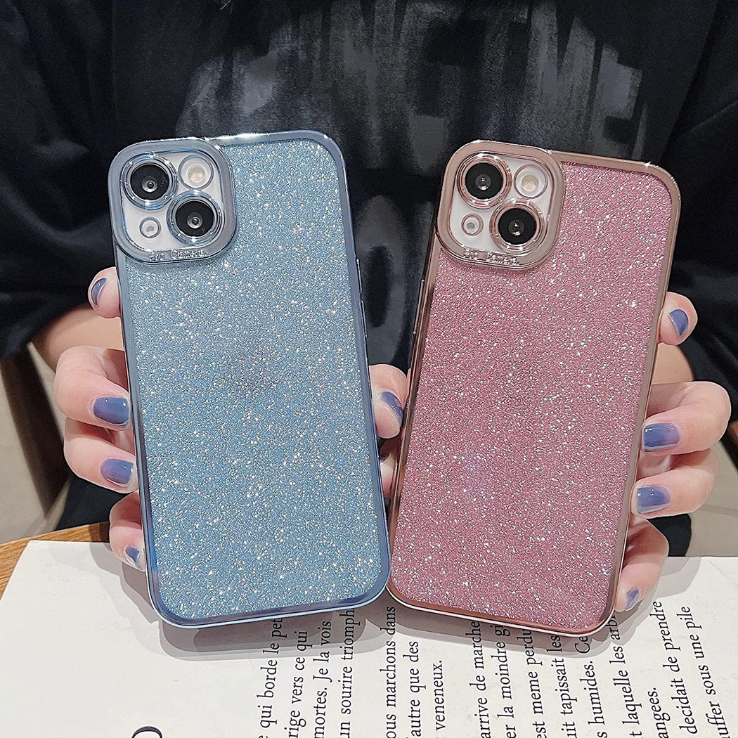 Luxury Glitter Transparent Square Bumper Back Case for iPhone 13