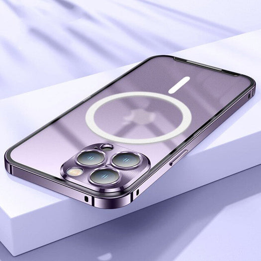 Premium Clear MagSafe Armor Metal Lens Bumper Back Case for iPhone 14 Pro