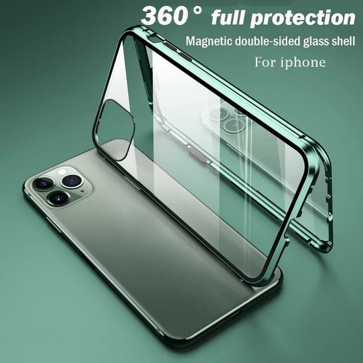 Electronic Auto-Fit (Front+ Back) Glass Magnetic Case For iPhone 11 pro