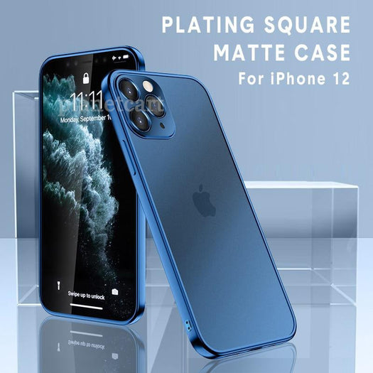 Luxury Square Frame Matte Plating Clear Phone Case For iPhone 12