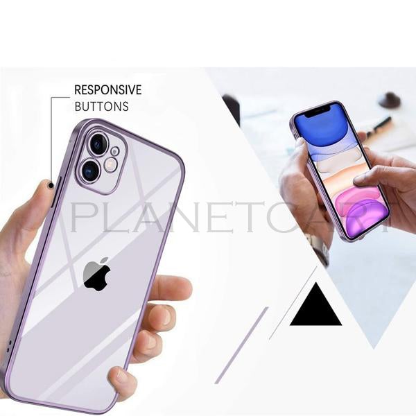 Luxury Square Silicon Clear Case With Camera Protection For iPhone 11