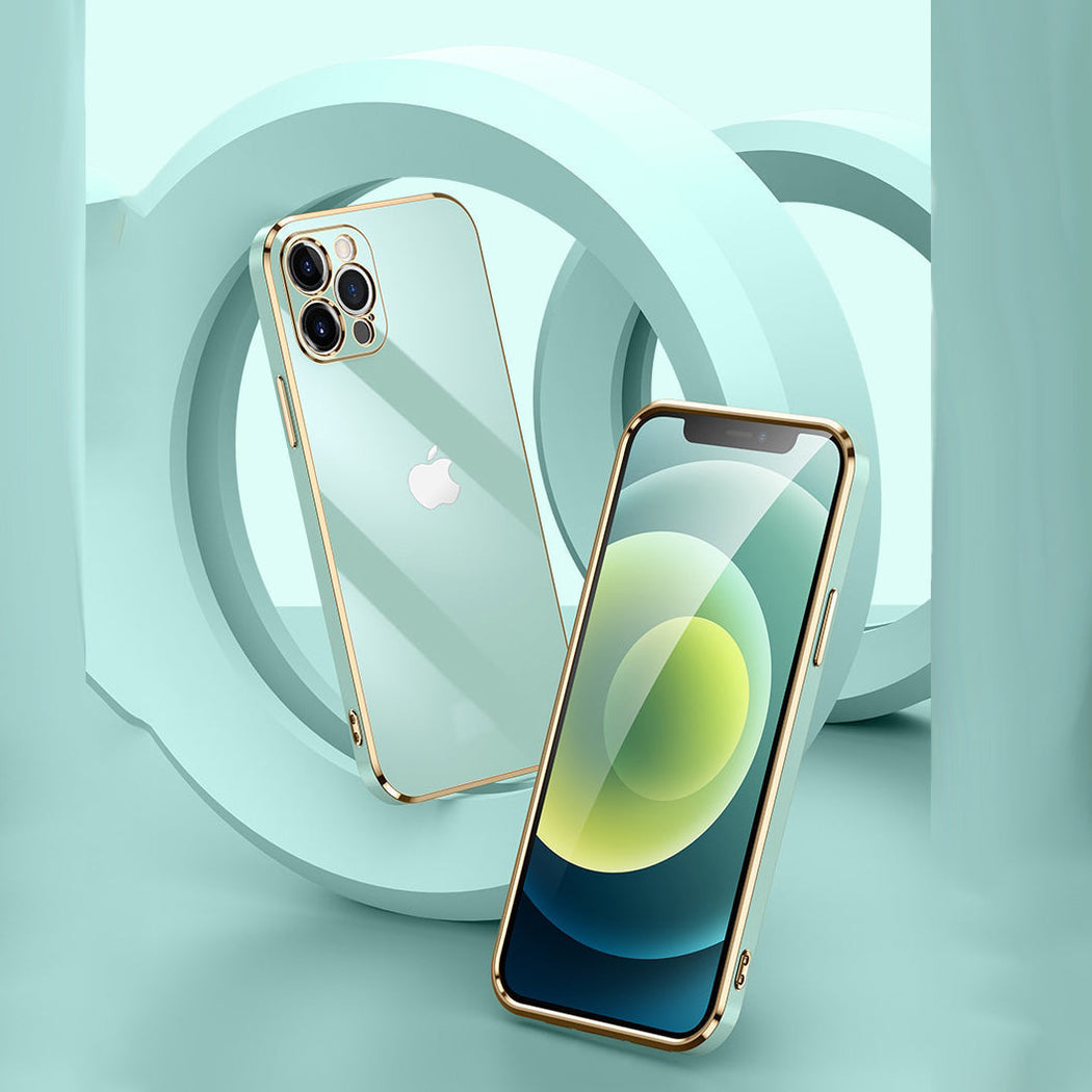 Electroplated Golden Edges Glossy Glass Back Case For iPhone For iPhone Series - Premium Cases