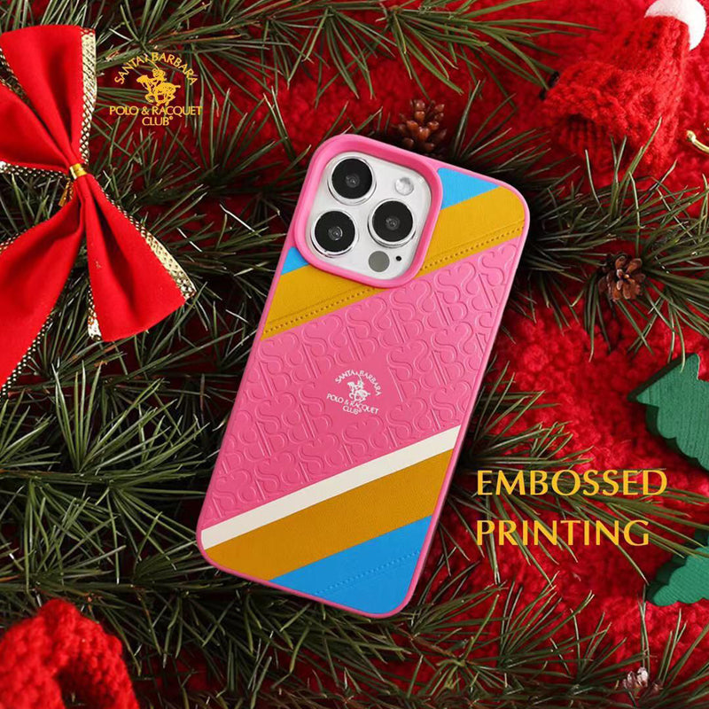 Santa Barbara Franco Series Genuine Leather Embossing Case For iPhone 13 Pro