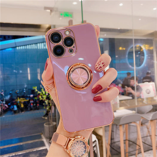 Luxurious Electroplating Ring Holder Soft Silicone Back Case  For iPhone 13 Pro Max